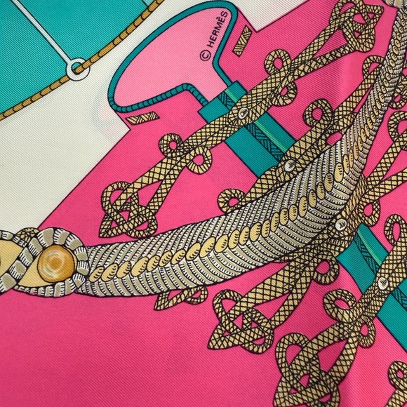 Hermes Pink and Blue Silk Scarf with Kaleidoscopic Design - Picture 8 of 12